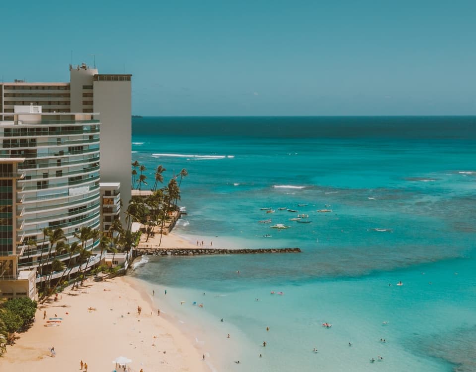 A large multi-storey hotel by the sea